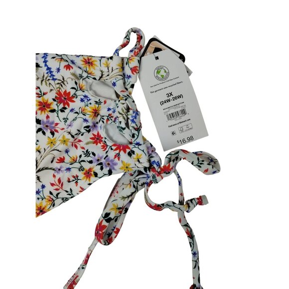 Time and Tru Womens 3X Ditsy Botanical High Waist Side Laced Bikini Bottoms - Picture 3 of 5